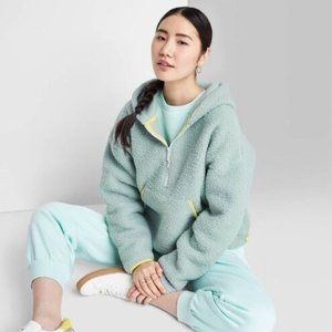 Wild Fable - Half-Zip Teal Sherpa Anorak Jacket